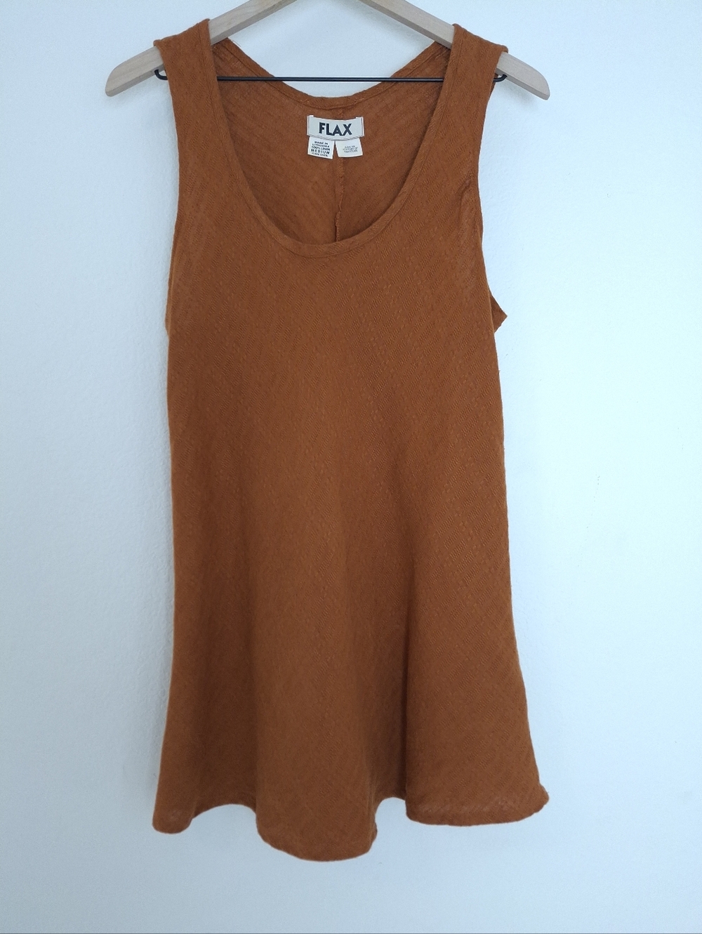 Flax Linen Scoop Neck Sleeveless Tunic Top Size M